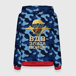 Толстовка-худи женская ВДВ элита войск - камуфляж, цвет: 3D-красный