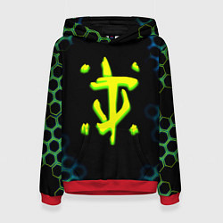 Толстовка-худи женская Doom соты кислотное лого, цвет: 3D-красный