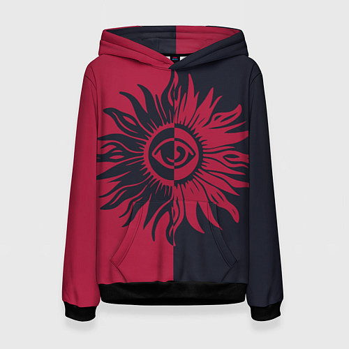 Женская толстовка Солнце красно-синее / 3D-Черный – фото 1