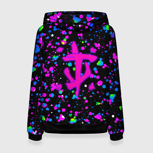 Женская толстовка Doom цветные краски / 3D-Черный – фото 1