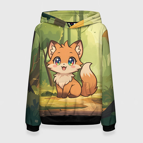 Женская толстовка Кавайная лисичка - аниме / 3D-Черный – фото 1