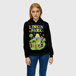 Толстовка-худи женская Linkin Park, мультяшный стиль, цвет: 3D-черный — фото 2