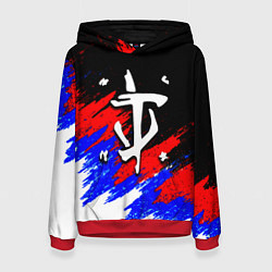 Толстовка-худи женская Doom триколор краски, цвет: 3D-красный