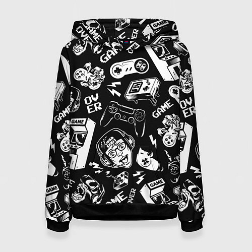 Женская толстовка Retro gamer pattern / 3D-Черный – фото 1