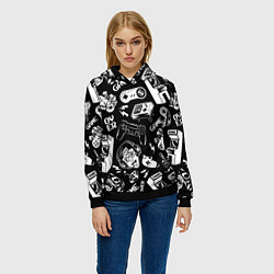Толстовка-худи женская Retro gamer pattern, цвет: 3D-черный — фото 2