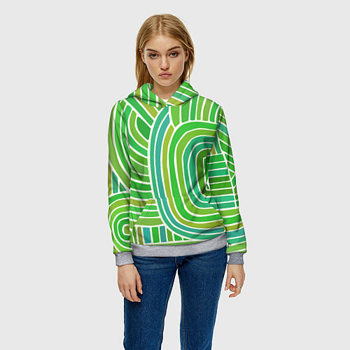 Женская толстовка Абстрактный узор зеленый / 3D-Меланж – фото 3