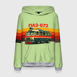 Толстовка-худи женская Ретро автобус ПАЗ-672 поп-арт, цвет: 3D-меланж