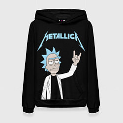 Толстовка-худи женская Metallica и Рик рокер из Рик и Морти, цвет: 3D-черный