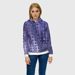 Толстовка-худи женская Геометрический градиент фиолетовый, цвет: 3D-белый — фото 2