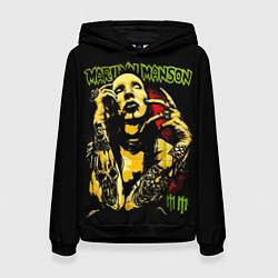 Толстовка-худи женская Marilyn Manson tattoo, цвет: 3D-черный