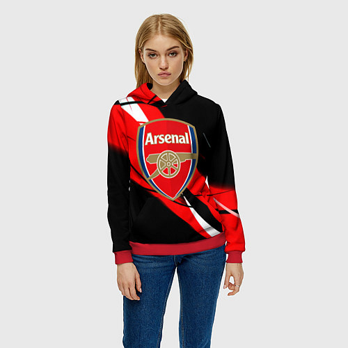 Женская толстовка Arsenal абстракция полосы / 3D-Красный – фото 3