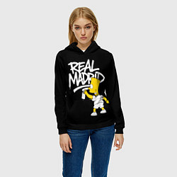 Толстовка-худи женская Граффити Реал Мадрид и Барт Симпсон, цвет: 3D-черный — фото 2
