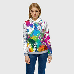 Толстовка-худи женская Краски футбола, цвет: 3D-меланж — фото 2