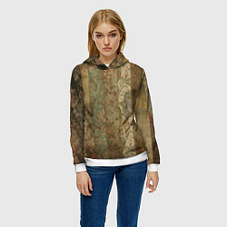 Толстовка-худи женская Винтажный коллаж из полос, цвет: 3D-белый — фото 2