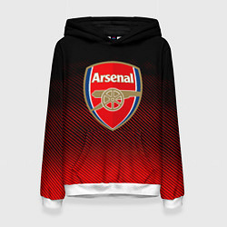 Толстовка-худи женская Arsenal текстура полосы красные, цвет: 3D-белый