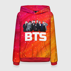 Толстовка-худи женская BTS блестящий фон, цвет: 3D-красный