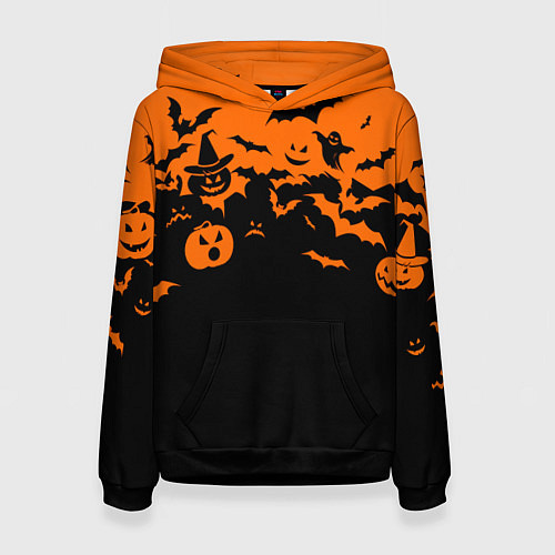 Женская толстовка Хэллоуин тыквы и призраки / 3D-Черный – фото 1