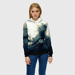 Толстовка-худи женская Чёрно-синие абстрактные краски, цвет: 3D-черный — фото 2
