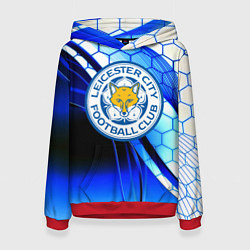 Толстовка-худи женская Лестер сити броня соты, цвет: 3D-красный