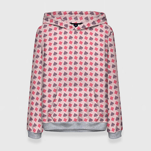 Женская толстовка Паттерн бубны и пики розовый / 3D-Меланж – фото 1