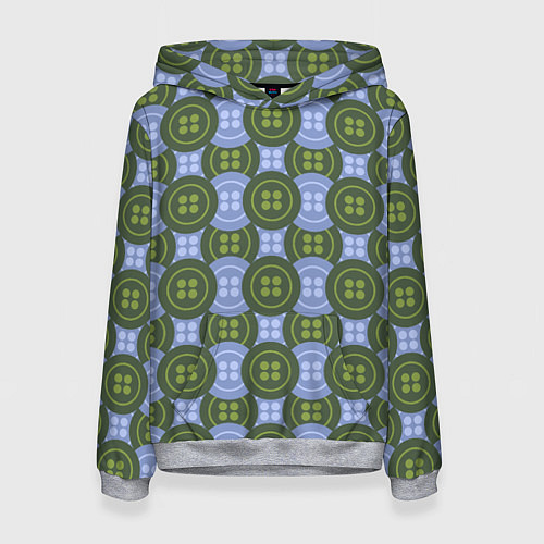 Женская толстовка Зеленые и синие пуговицы / 3D-Меланж – фото 1