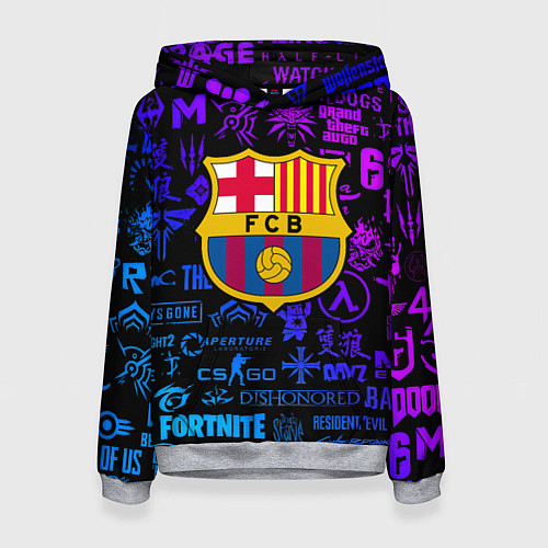 Женская толстовка Барселона неоновые логотипы игр / 3D-Меланж – фото 1