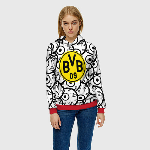 Женская толстовка Borussia глаза текстура / 3D-Красный – фото 3