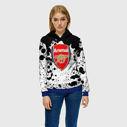 Толстовка-худи женская Арсенал черно белые краски, цвет: 3D-синий — фото 2