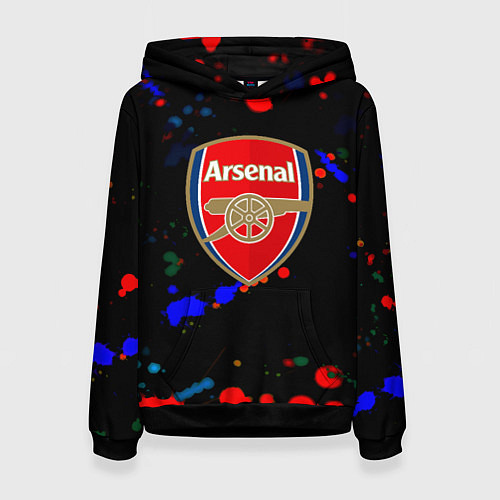 Женская толстовка Arsenal неоновые брызги красок / 3D-Черный – фото 1