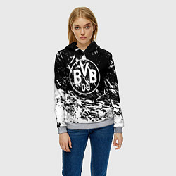 Толстовка-худи женская Borussia белые краски, цвет: 3D-меланж — фото 2