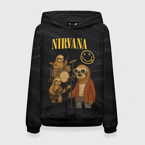 Женская толстовка Ленивцы группа Nirvana / 3D-Черный – фото 1