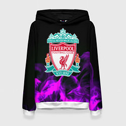 Толстовка-худи женская Liverpool неоновый огонь, цвет: 3D-белый