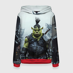 Толстовка-худи женская Шрек панк в доспехах, цвет: 3D-красный
