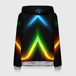 Толстовка-худи женская Neon multicolored lines, цвет: 3D-меланж
