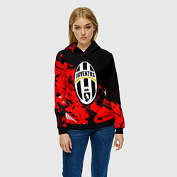 Толстовка-худи женская Juventus кераски текстура, цвет: 3D-черный — фото 2