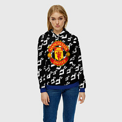 Толстовка-худи женская Манчестер Юнайтед x Jojo anime, цвет: 3D-синий — фото 2