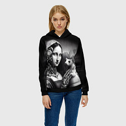 Толстовка-худи женская Cecilia Gallerani - the lady with the ermine cyber, цвет: 3D-черный — фото 2