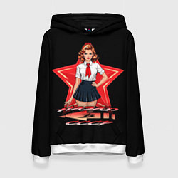 Толстовка-худи женская Назад в СССР пионеры, цвет: 3D-белый