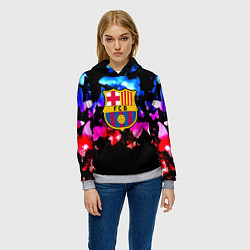 Толстовка-худи женская Барселона неоновые бабочки, цвет: 3D-меланж — фото 2