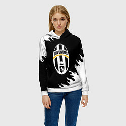 Толстовка-худи женская Juventus белый огонь текстура, цвет: 3D-белый — фото 2