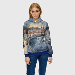 Толстовка-худи женская Новогодние праздники в Москве, цвет: 3D-синий — фото 2