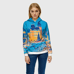 Толстовка-худи женская Московские новогодние каникулы, цвет: 3D-белый — фото 2