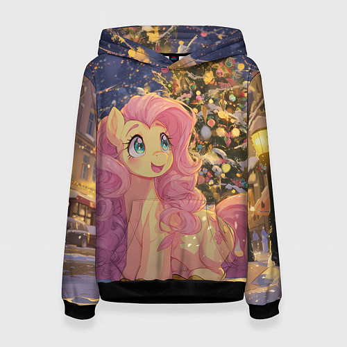 Женская толстовка Милая пони и новый год / 3D-Черный – фото 1