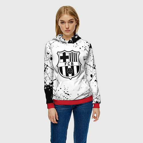 Женская толстовка Barcelona брызги красок / 3D-Красный – фото 3