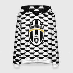 Толстовка-худи женская Juventus геометрия черно белая, цвет: 3D-белый