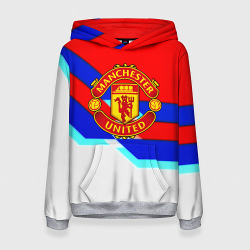 Женская толстовка Манчестер Юнайтед полосы геометрия / 3D-Меланж – фото 1