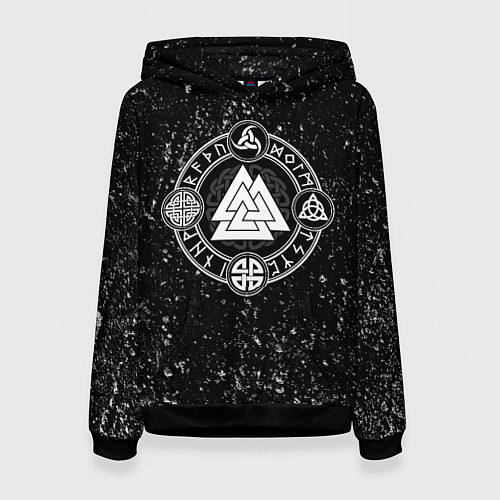 Женская толстовка Валькнут и символы в круге / 3D-Черный – фото 1