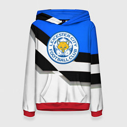 Толстовка-худи женская Лестер сити геометрия полосы, цвет: 3D-красный