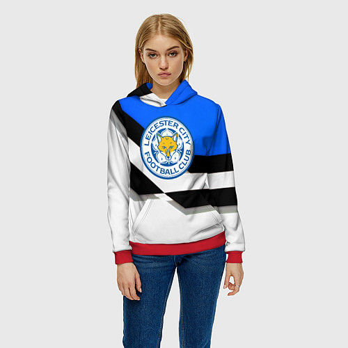 Женская толстовка Лестер сити геометрия полосы / 3D-Красный – фото 3