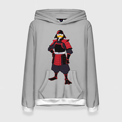 Толстовка-худи женская Утка-самурай, цвет: 3D-белый